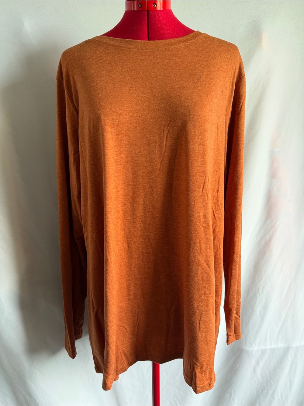 Long Sleeve Women's Tee in Rust - Brand Unknown